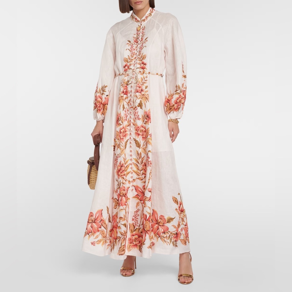Zimmermann Vacay Billow belted floral linen maxi dress